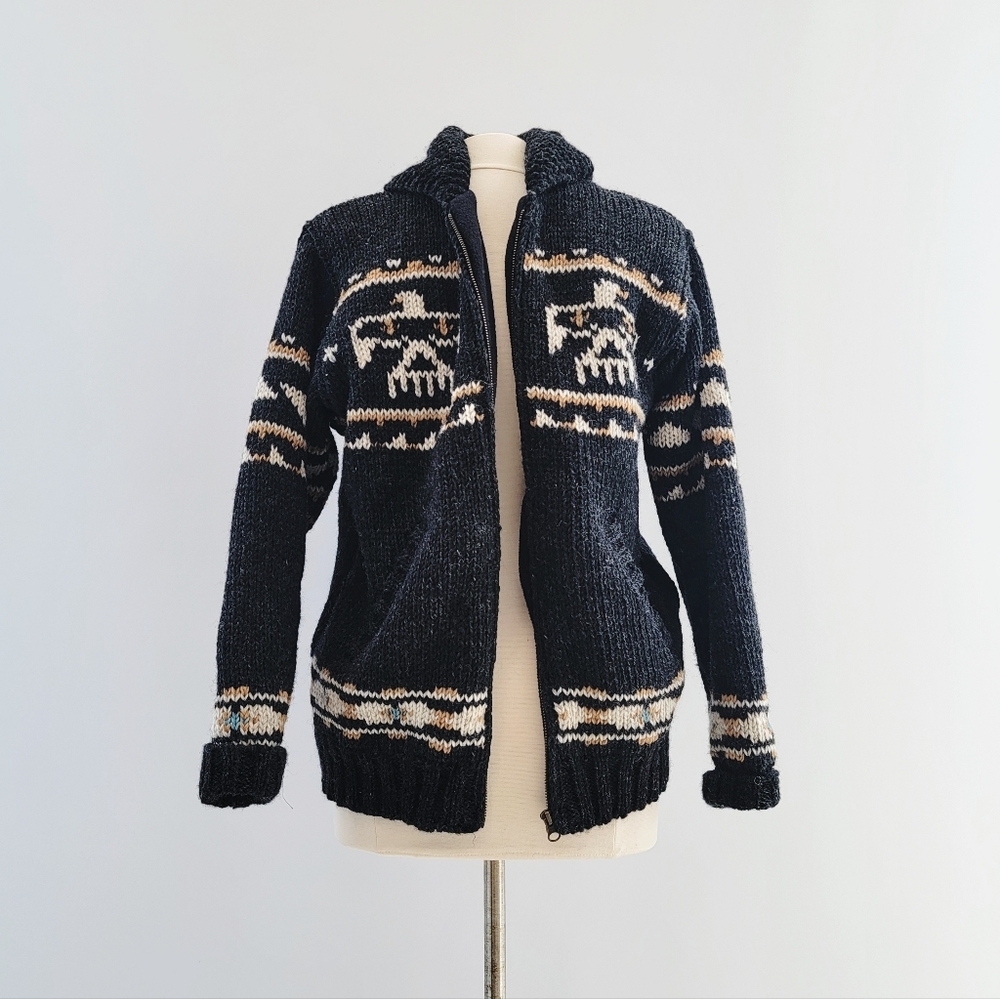 Lost Horizons Eagle Southwestern Shawl Collar Wool Knit Jacket Unisex Size XS‎